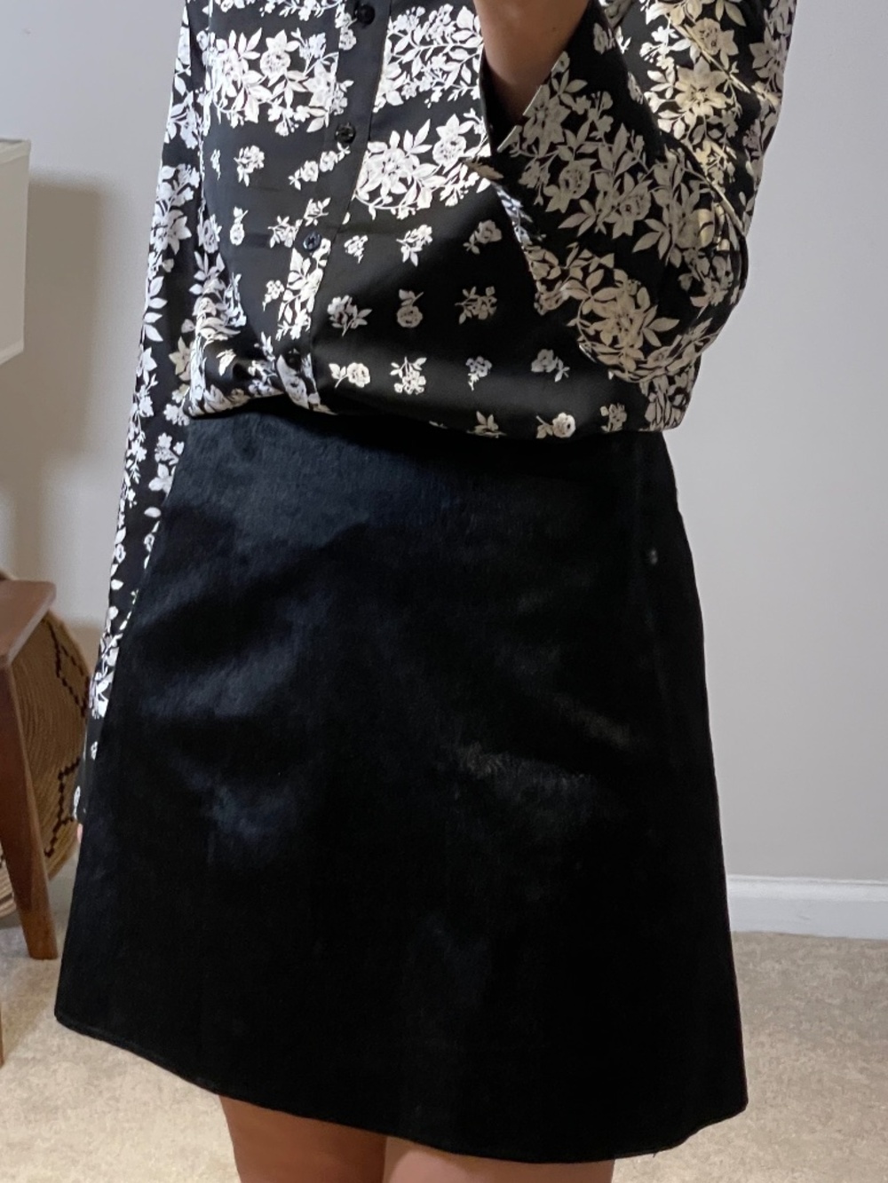 Zara basic mini skirt black XS faux fur